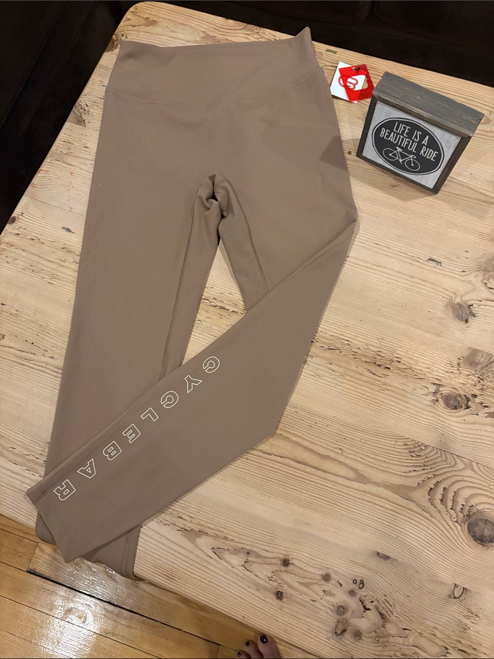 NWT Cyclebar taupe/beige leggings